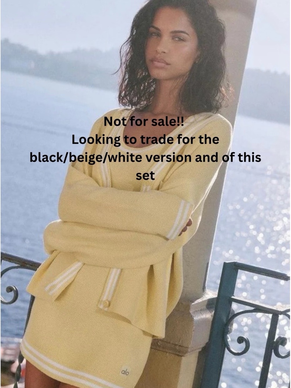 ALO Yoga Yellow Knit Mini Dress and Cardigan Set